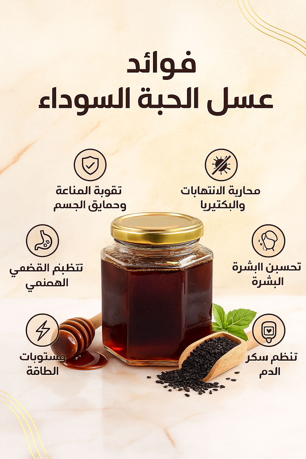عسل الحبة السوداء السعودي الطبيعي